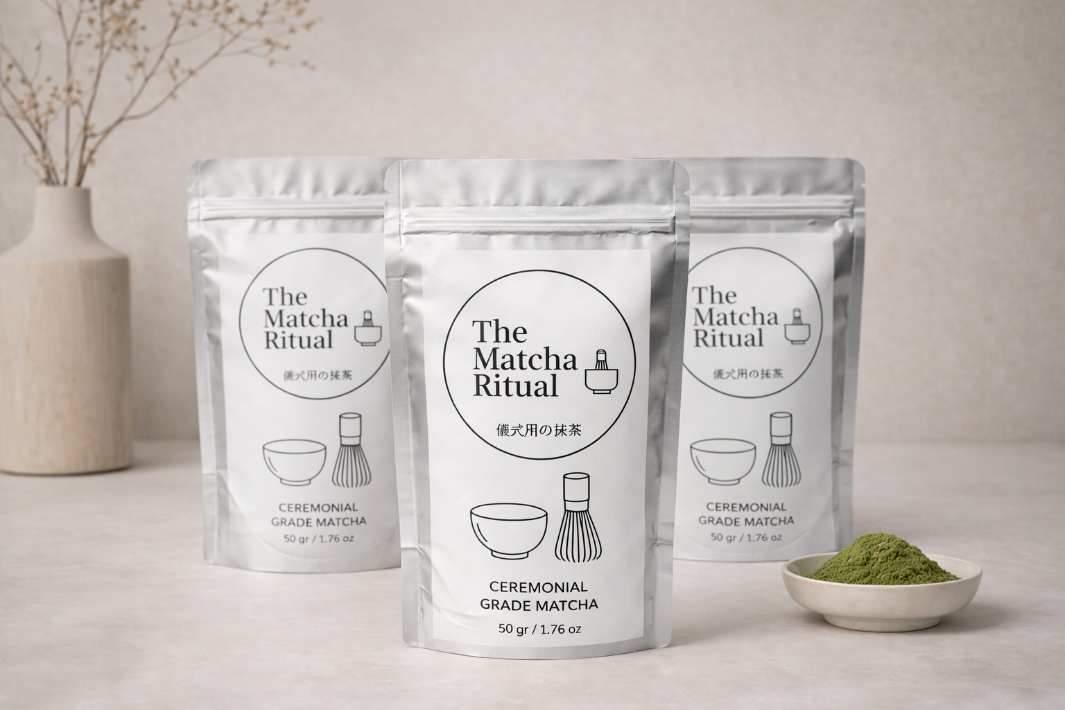 Envases de The Matcha Ritual con té matcha ceremonial